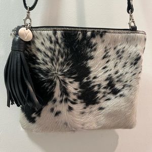 Vegan Leather Black and White Crossbody Bag